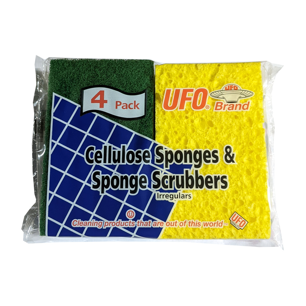 604-0072 Cellulose Sponges & Sponge Scrubbers Irregulars 4 pack 72/4 cs - 604-0072 CELL SPONGE/SCRUBBERS
