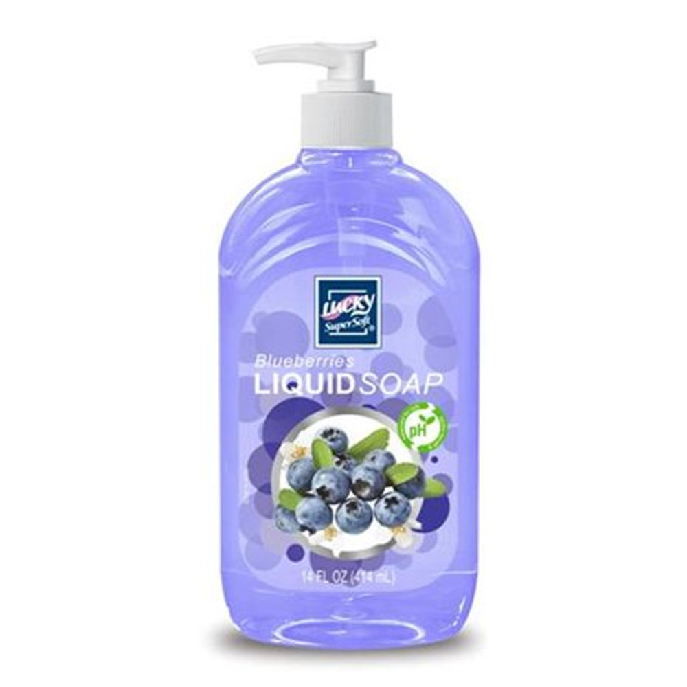 3209-12 Lucky Super Soft 14 oz. Hand Soap w/Blueberries Scent 12/cs - 3209-12 SOAP BLUEBERRY CLR 14z