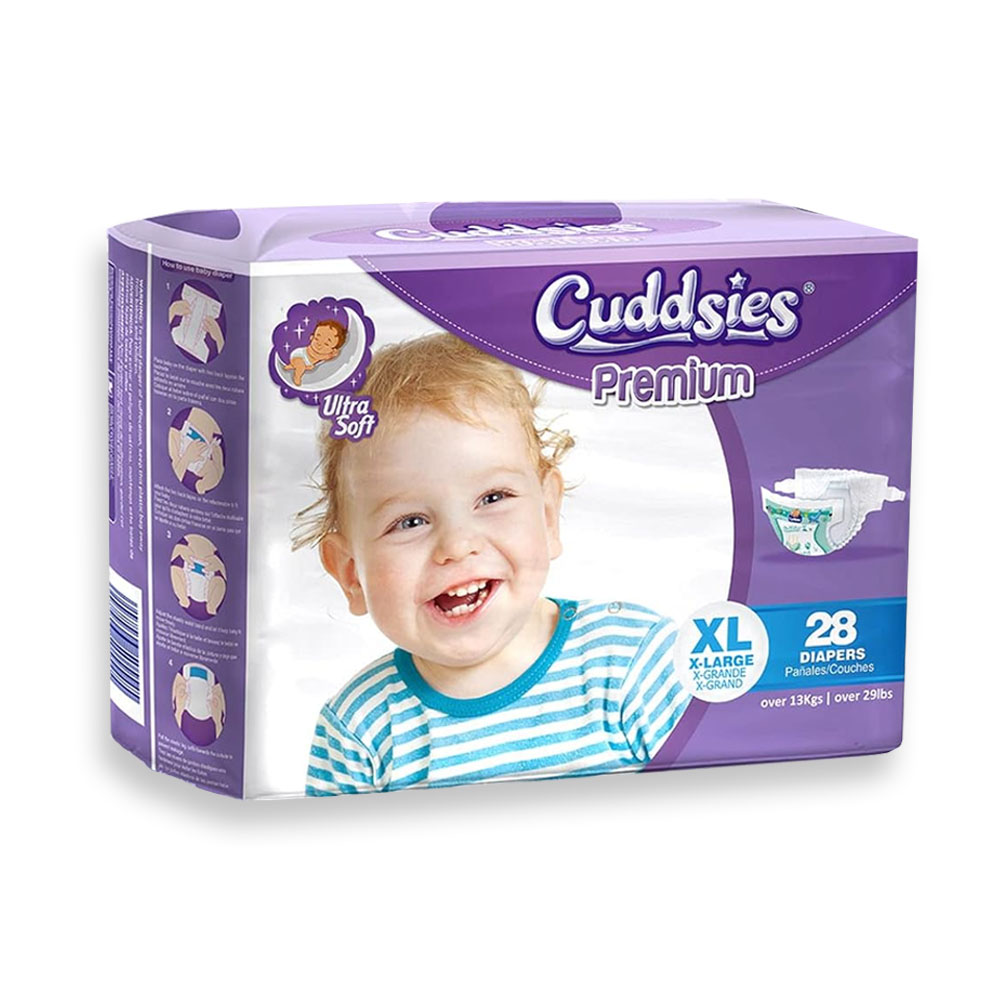 D01318 Cuddsies Premium Extra Large Diapers 29lbs & up 8/28 cs