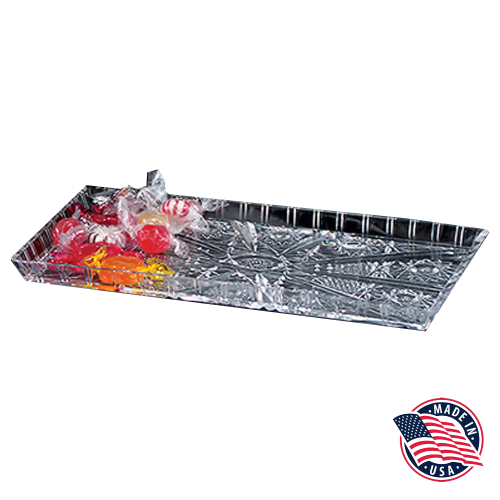 135 Clear 10"x5"x5" Rectangular Polystyrene        Crystal Cut Tray 135