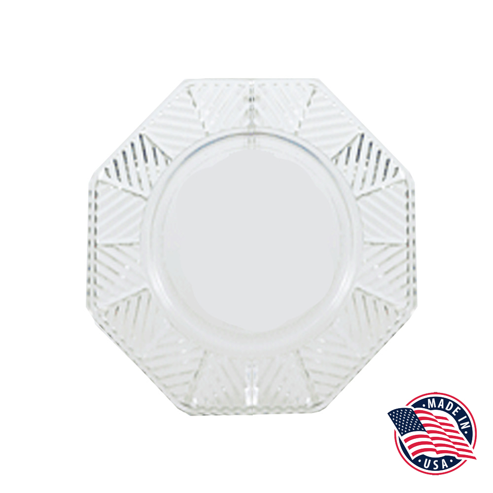 206 Clear 7.5" Octagonal Polystyrene Cheveron      Dessert Plate 24/cs - 206 CLR 7.5"OCTGNL CHEVRON DES