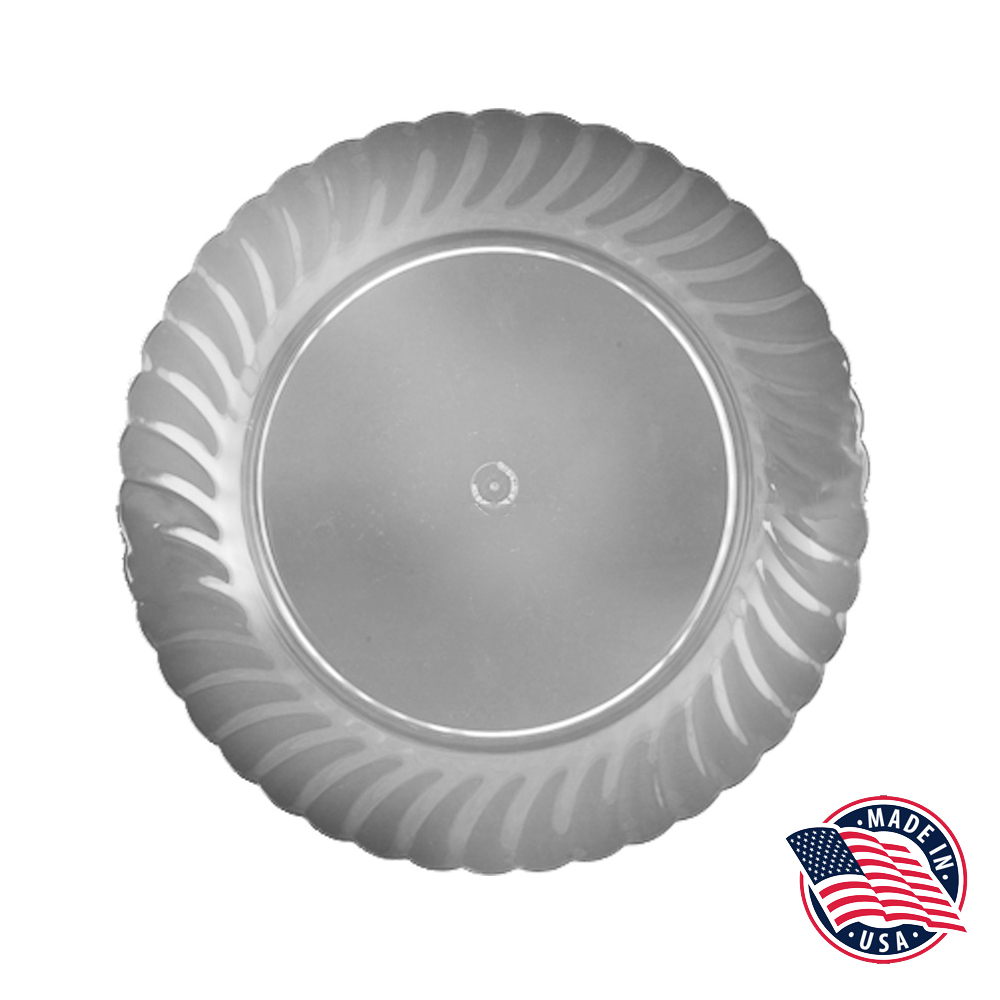 723 Clear 10" Plastic Swirl Plate 12/cs - 723 CLEAR 10" SWIRL PLATE
