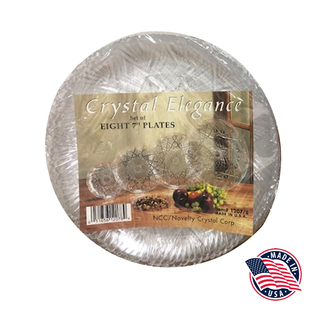 1207/8 Crystal Elegance Clear set of 8-7" Plastic Plates 8/8 cs - 1207/8 CLEAR SET OF 8-7"PLATES