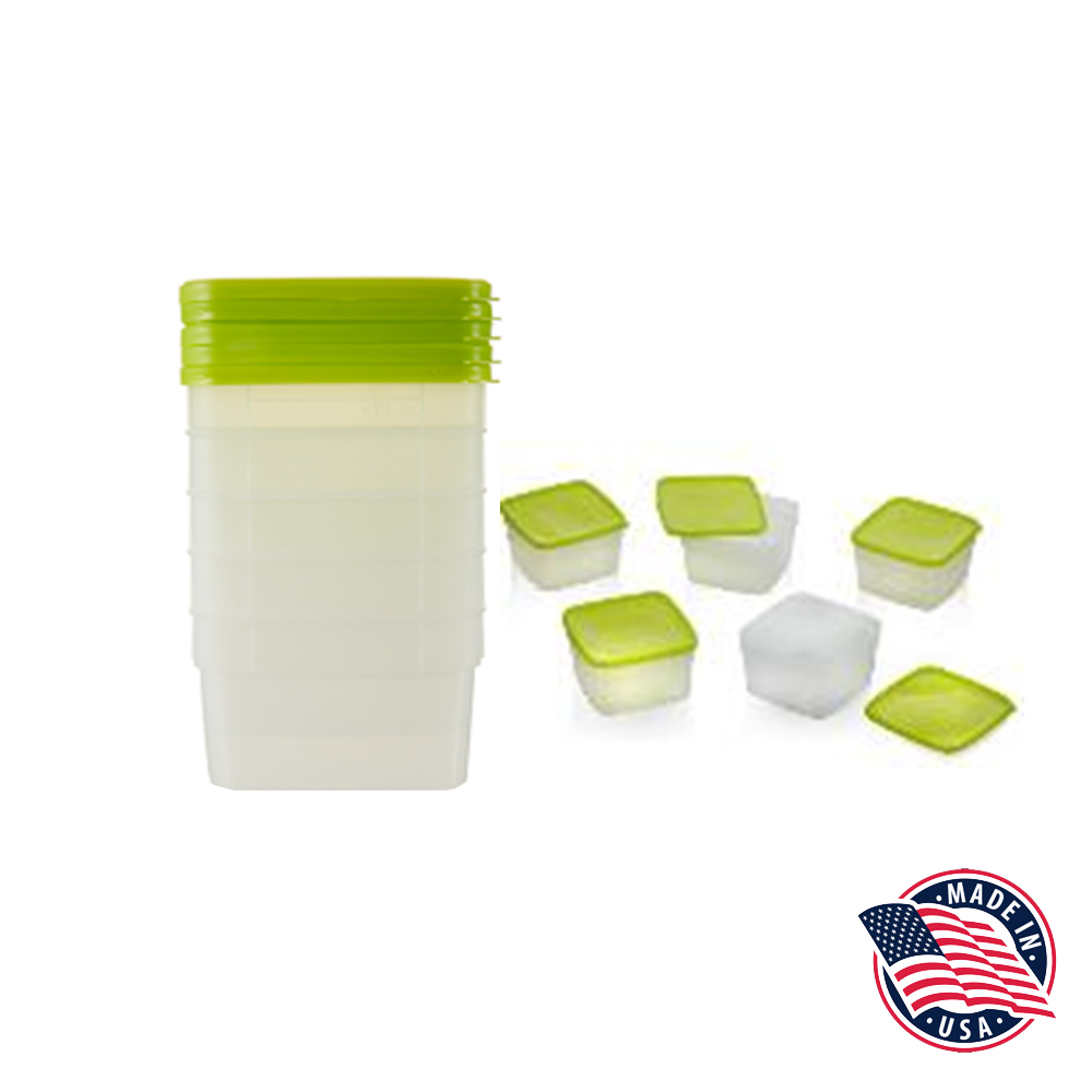 04201 Translucent 1 Pint Freezer Storage w/Lime Lids 5 pk 6/5 cs