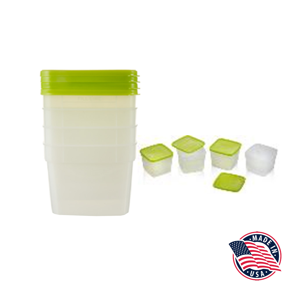 04305 Translucent 1.5 Pint Freezer Storage w/Lime Lid 4 pk 6/4 cs