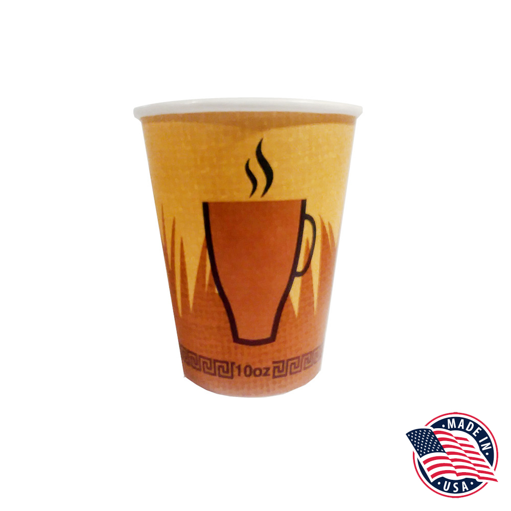 FC10HC Printed  10 oz. Poly Coated Paper Hot Cup 20/50 cs