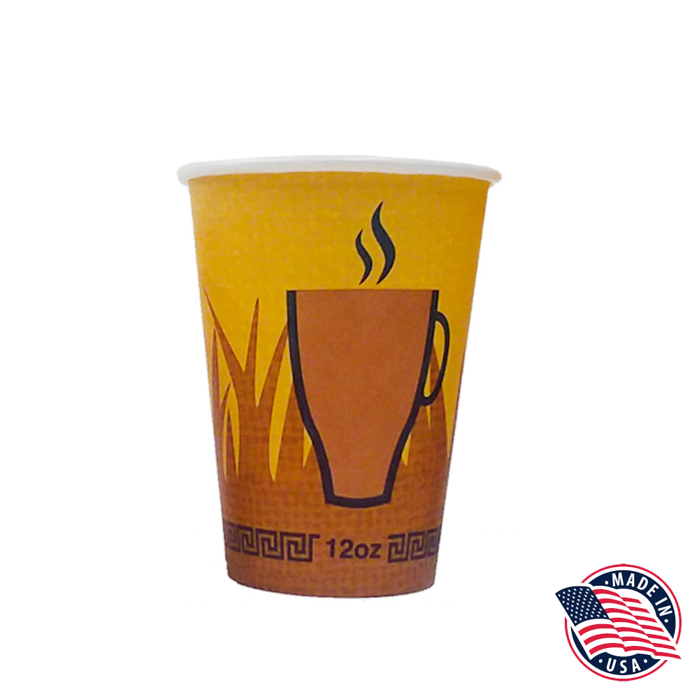 FC12HC Printed  12 oz. Poly Coated Paper Hot Cup 20/50 cs