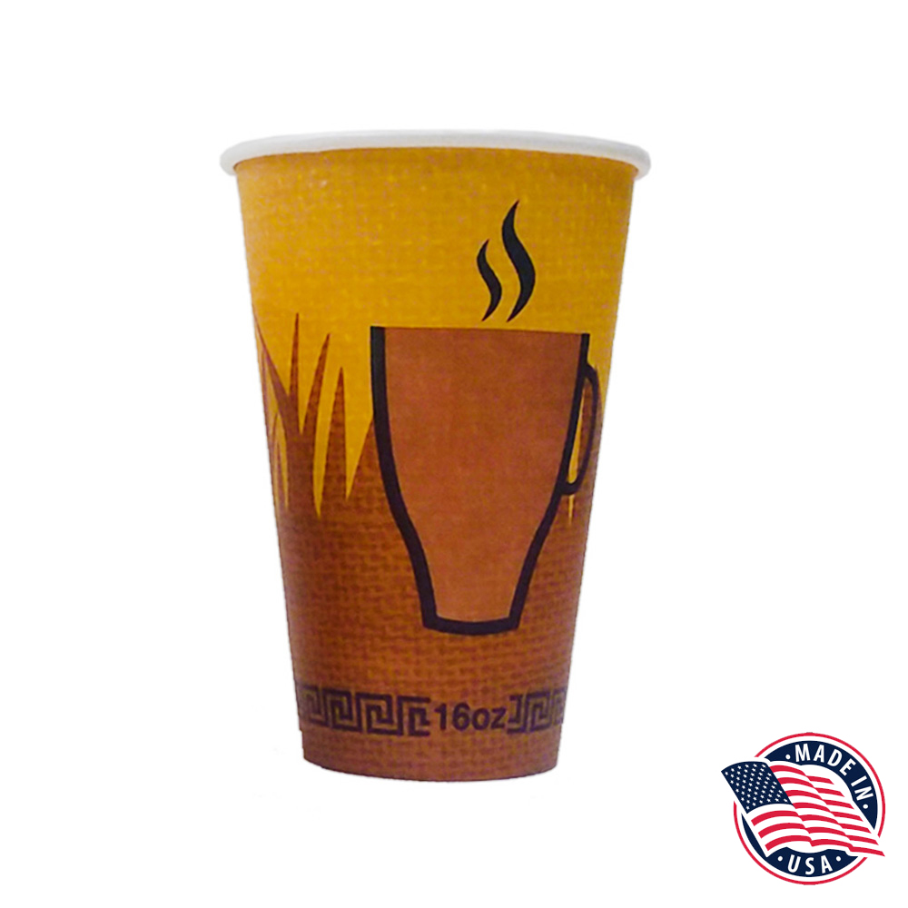 FC16HC Printed  16 oz. Poly Coated Paper Hot Cup 20/50 cs