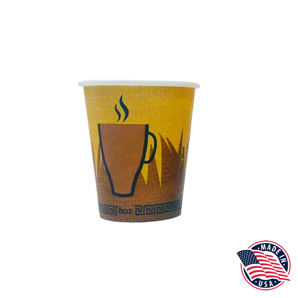 FC8HC Printed  8 oz. Poly Coated Paper Hot Cup 20/50 cs - FC8HC 8z 'FRESH CUP' HOT CUPS
