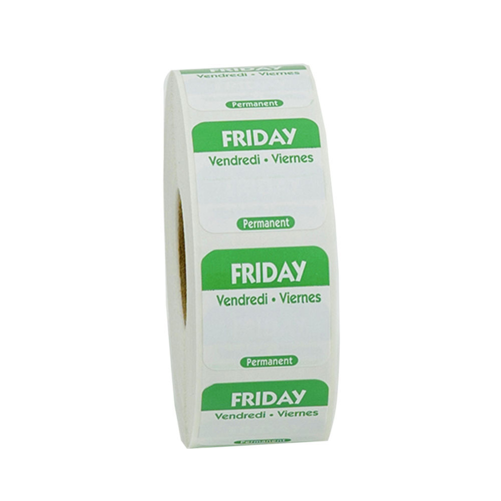 P105R Green 1"x1" Label "Friday" 1M/RL