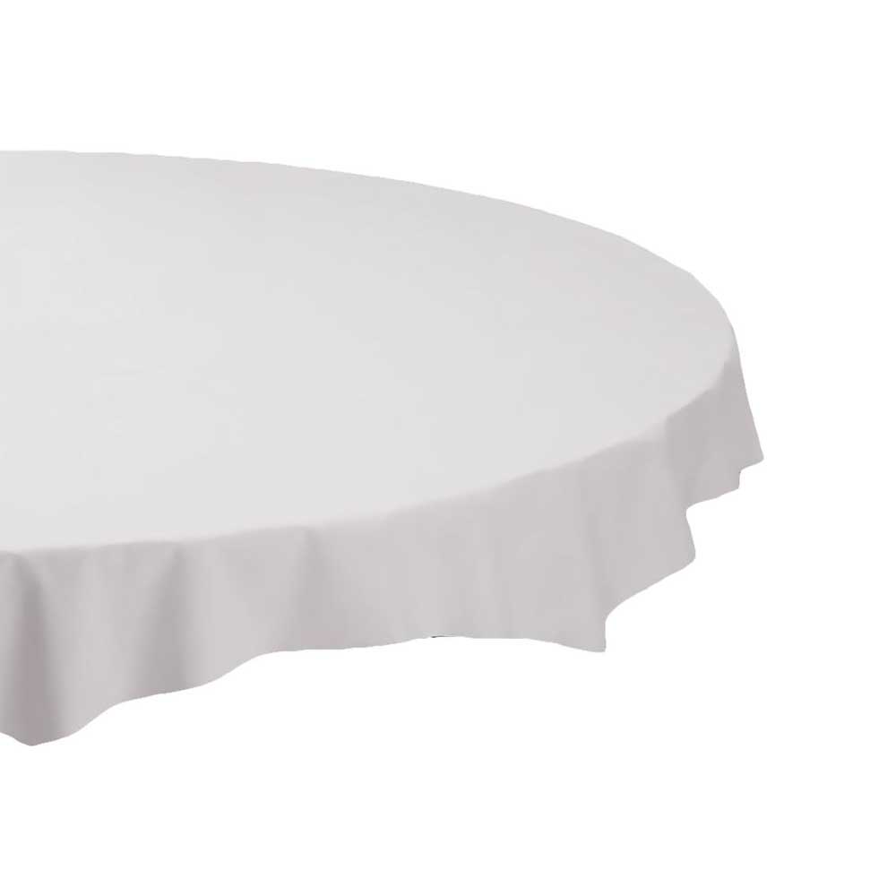 112010 White 82" Octy Round Plastic Table Cover 12/cs - 112010 WH 82"OCTYRD PLA TBLCVR