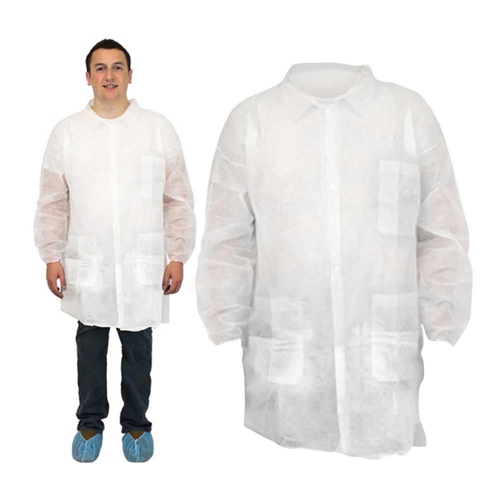 M1730-E/W-L White Large Lab Coat w/3 Pockets   30/cs - M1730-E/W-L LG WHT LABCT 3POCK