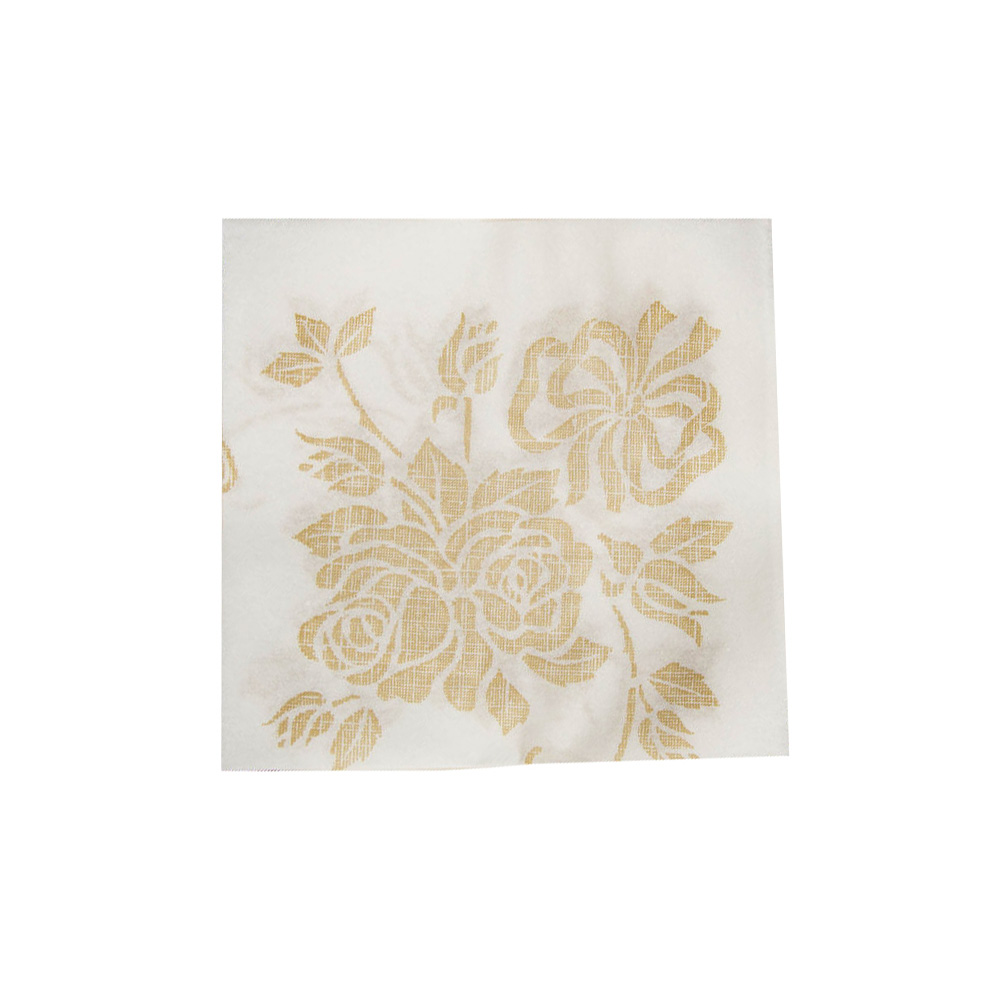 125046 White/Gold Prestige Dinner Napkin 1 ply Linen-Like 1/4 Fold 4/75 CS - 125046 GOLD LINEN DIN NAPKIN