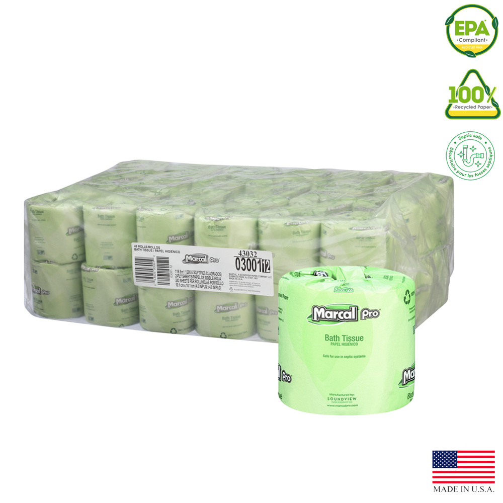 03001-14 Marcal Pro Bathroom Tissue White 2 ply 240 Sheet 48/240 cs
