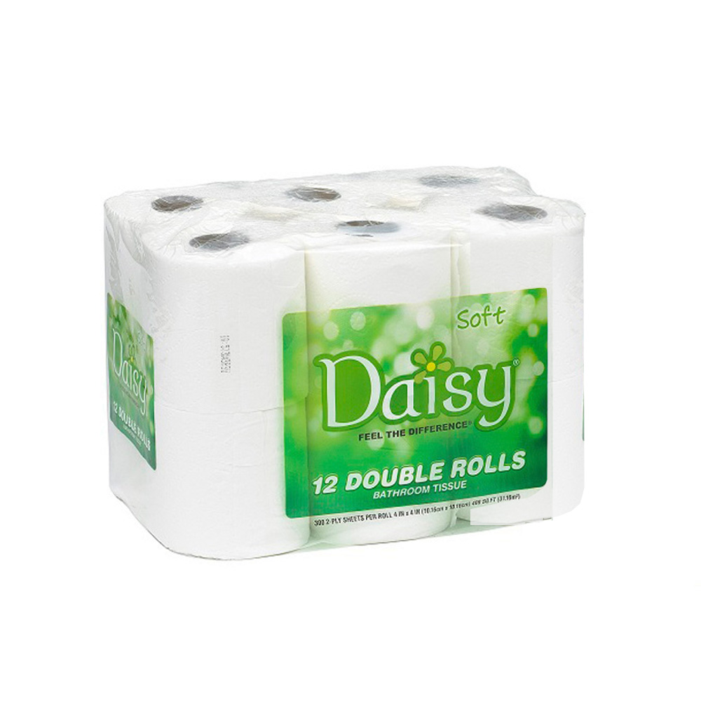 40300 Daisy Bathroom Tissue White 2 ply 4"x4" 300 Sheets 12 pk 4/12 cs - 40300 DBLROLL 2PLY TOILET TISS