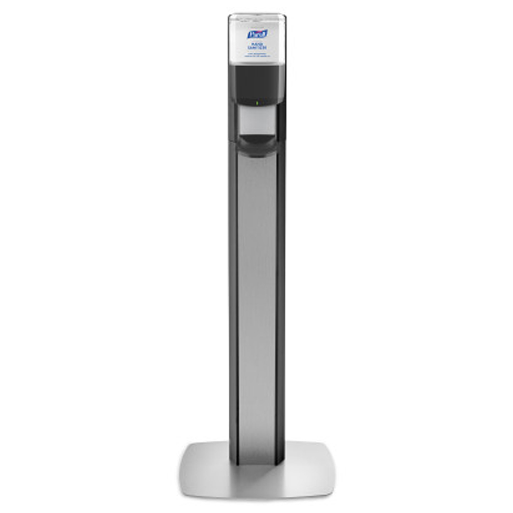 7318DSSLV Purell Messenger ES8 1200 ml Silver Panel Floor Stand w/Touch Free Dispenser 1 - 7308DSSLV PUREL FLRSTD W/DISP
