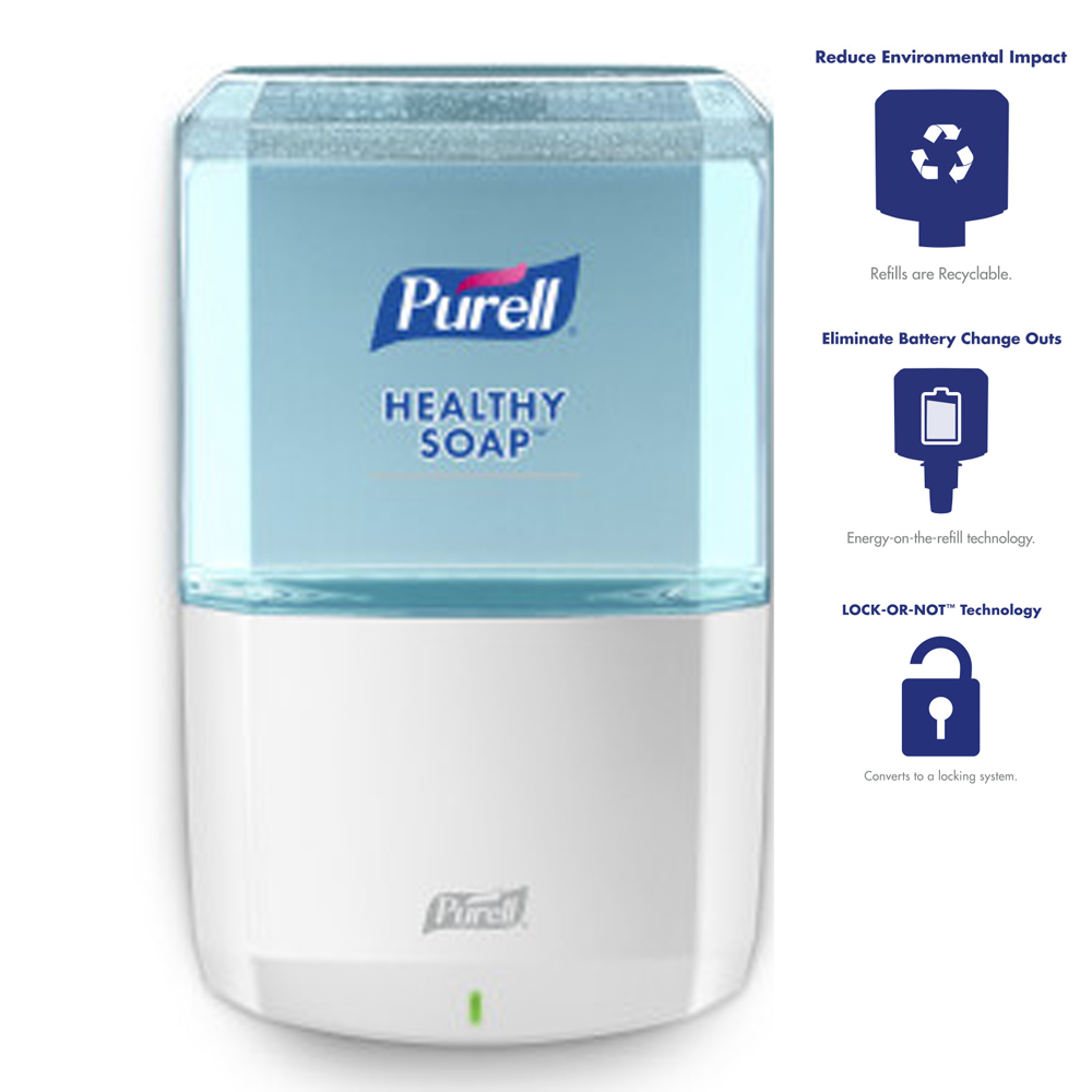 7730-01 Purell White Plastic ES8 Automated Hands Free Soap Dispenser 1 ea. - 7730-01 ES8 WHT PUREL SOAP DSP