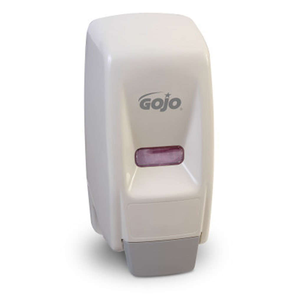 9034-12 White Plastic 800 ml Bag In Box Push Style Dispenser 1 ea. - 9034-12 WHITE GOJO 800ML DISP