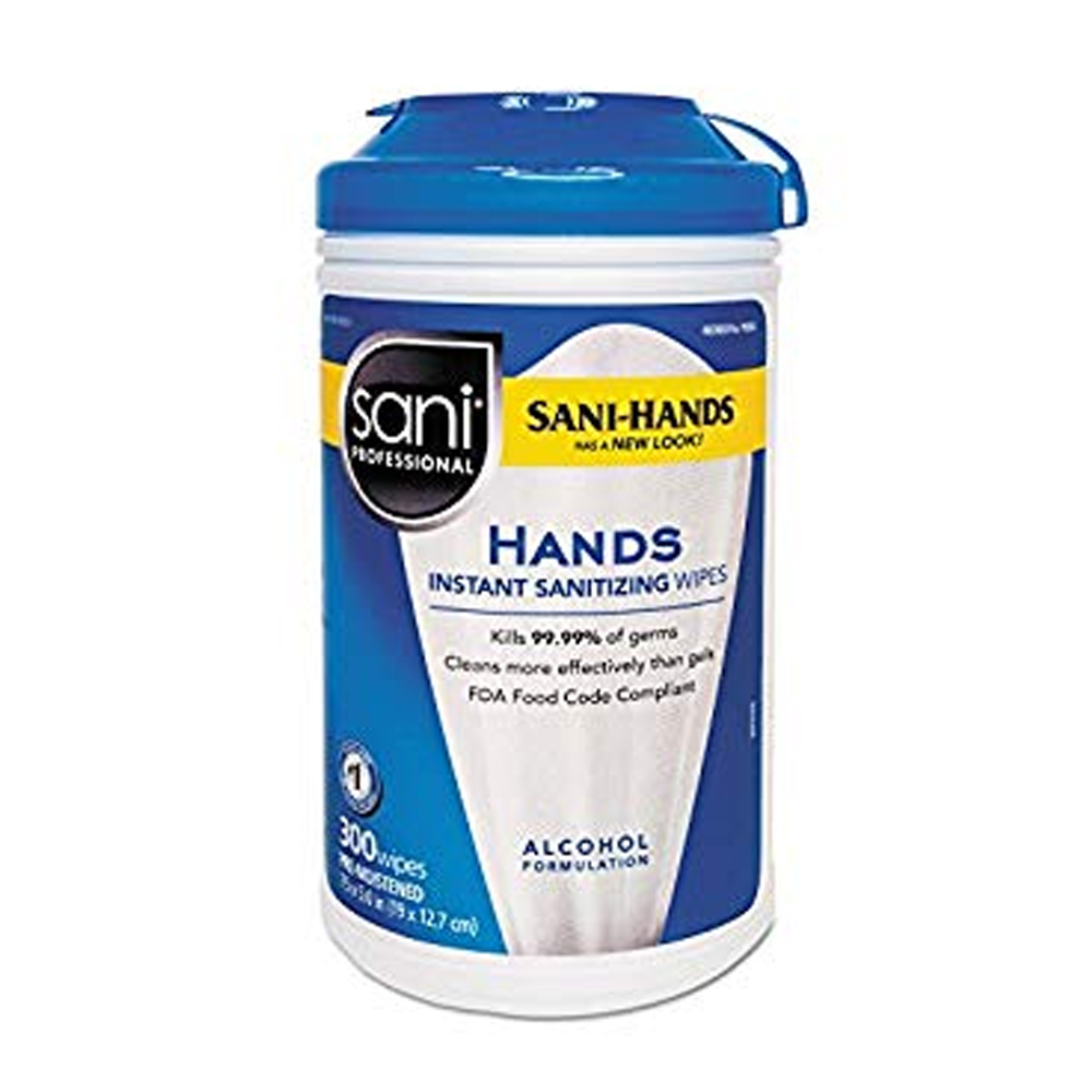 P92084 Sani-Hands White 5.5"x7.5" Sanitizing Wipe 6/300 cs - P92084 300CT SANI-HAND WIPES