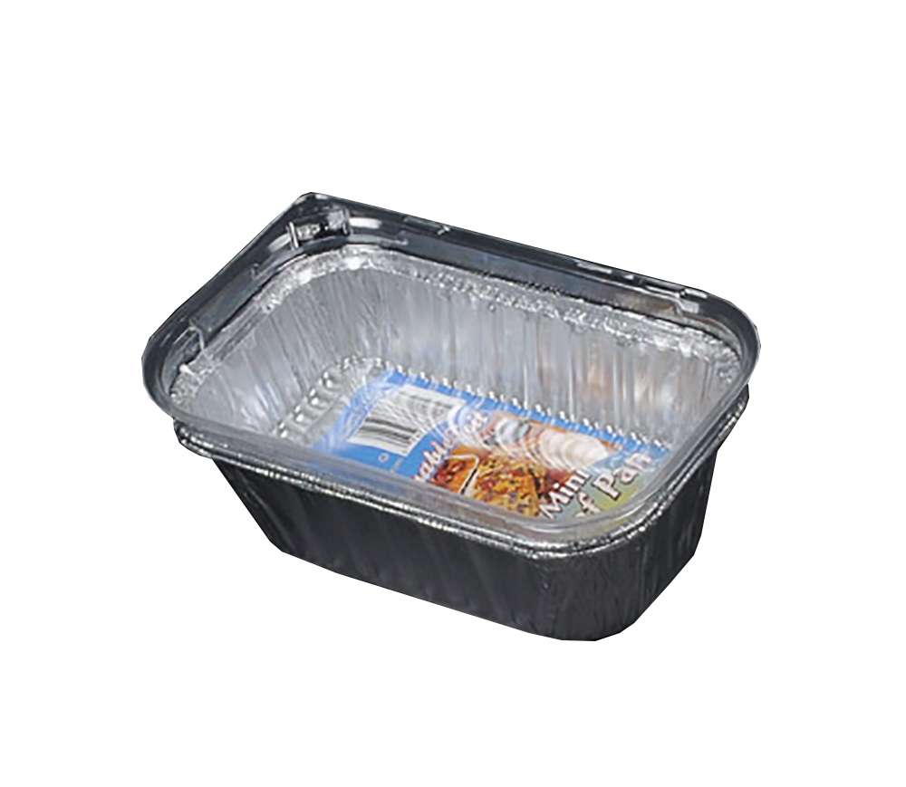 D57020 Aluminum 5 5/8"x3 5/15"x1 7/8" Mini Loaf Pan & Lid Combo 12/2 cs - D57020 MINI LOAF PAN&LID 12/2