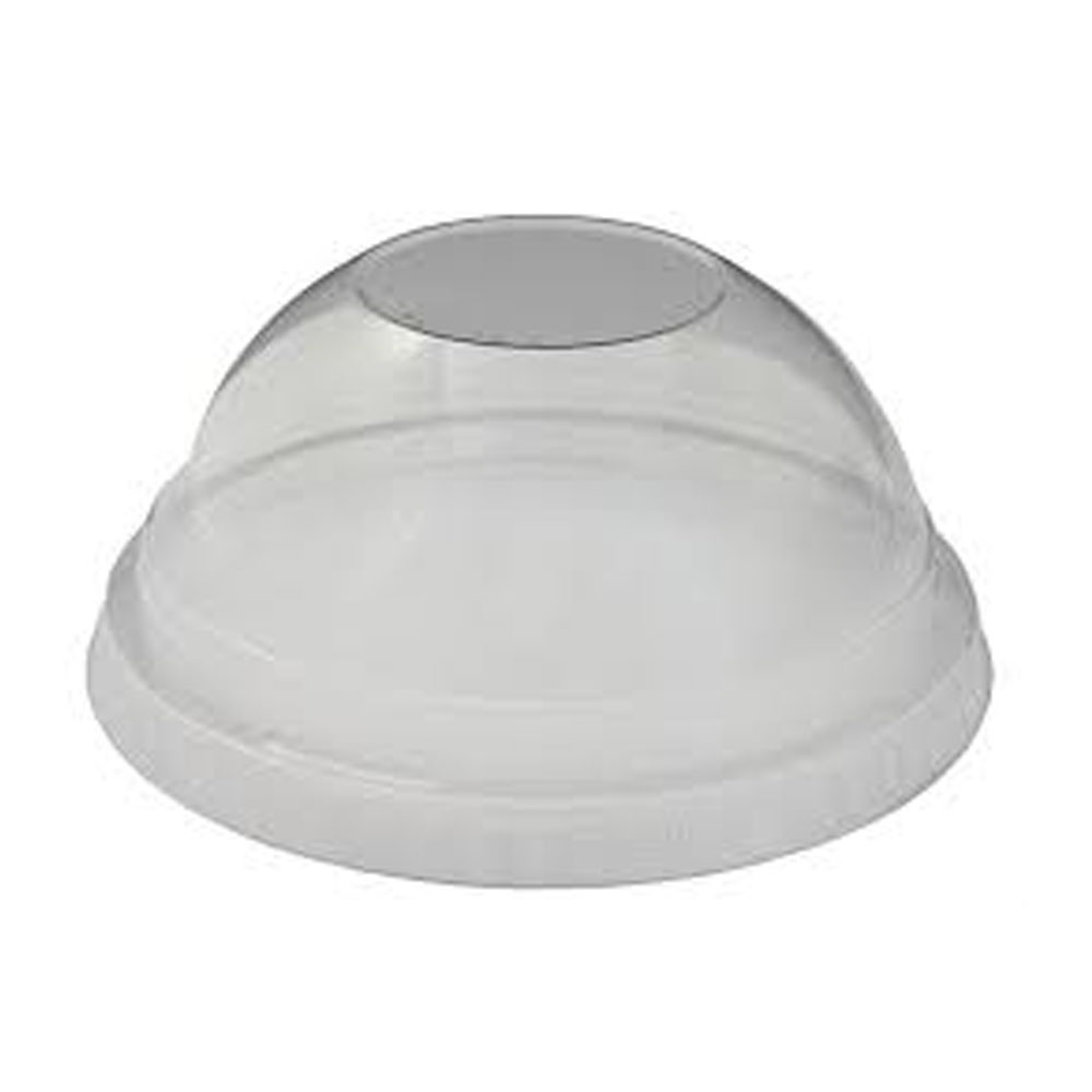DLGC12/20NH/9509121 Greenware Clear 12-20 oz. Compostable Dome Lid w/No Hole 10/100 cs