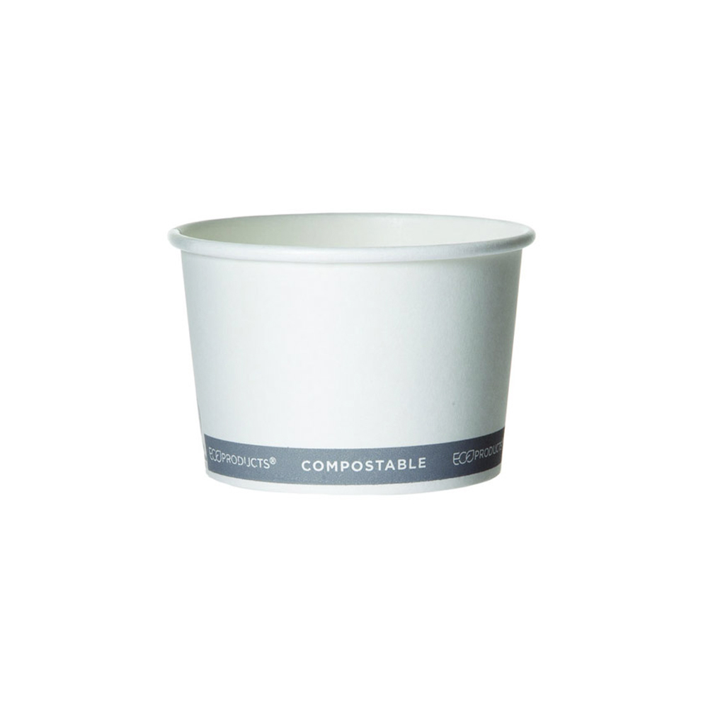 EP-BSC8-MB White 8 oz. Minimally Branded Compostable Soup Container 20/50 cs - EP-BSC8-MB 8z MINBRND SOUPCONT