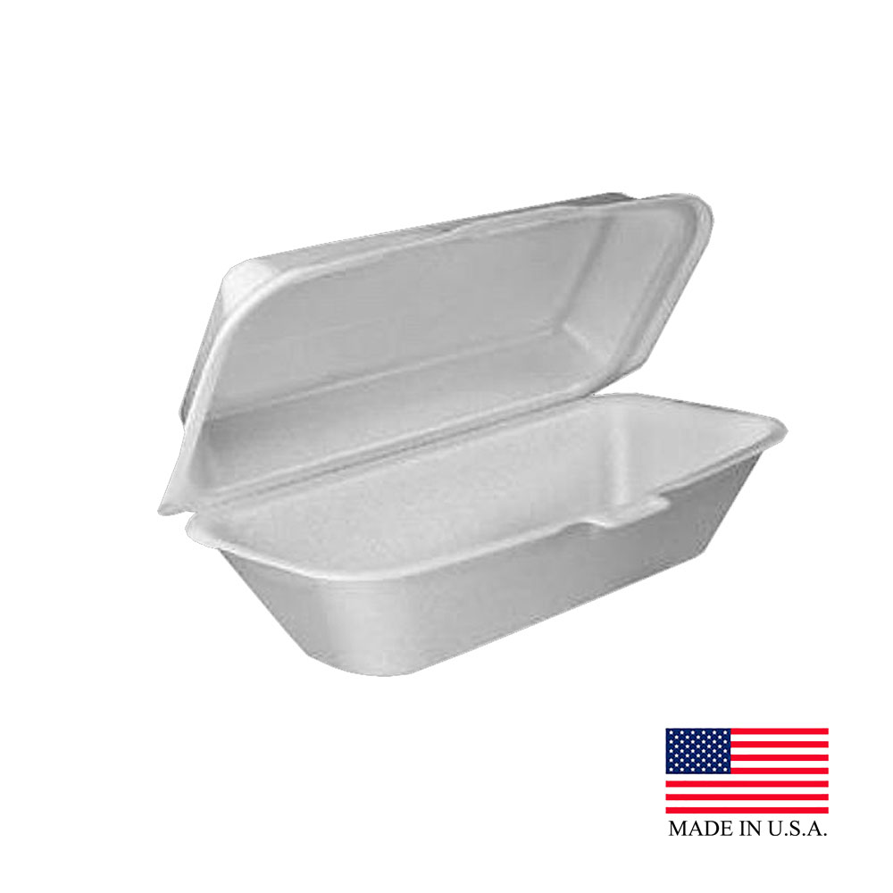 99HT1R Performer White 10"x5.5"x3" Rectangular Hinged Insulated Foam Hoagie Container 4/125 cs