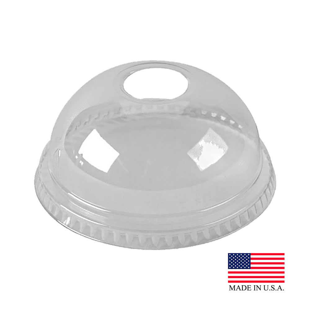 DNR662 Clear 9/12/20 oz. Plastic Dome Lid w/Hole 10/100 cs