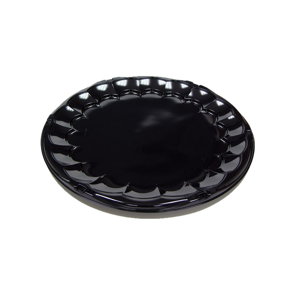 9816KY Smartlock Black 16"  Plastic Caterware  Flat Scalloped Tray 50/cs - 9816KY BLK16"SMTLK CTWARE TRAY