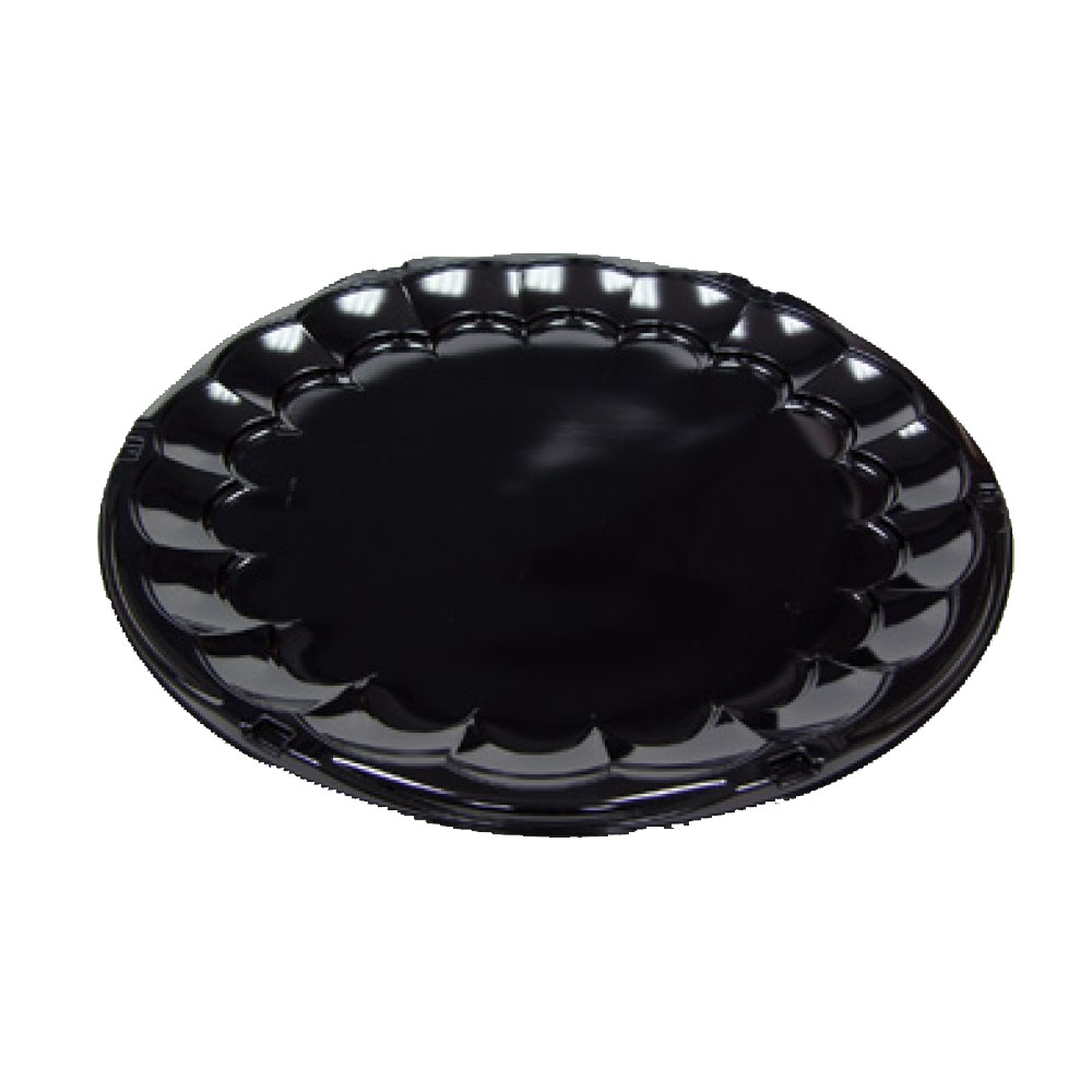 9818K Smartlock Black 18" Plastic Caterware   Flat Scalloped Tray 50/cs - 9818K BLK 18"SMTLK CTWARE TRAY