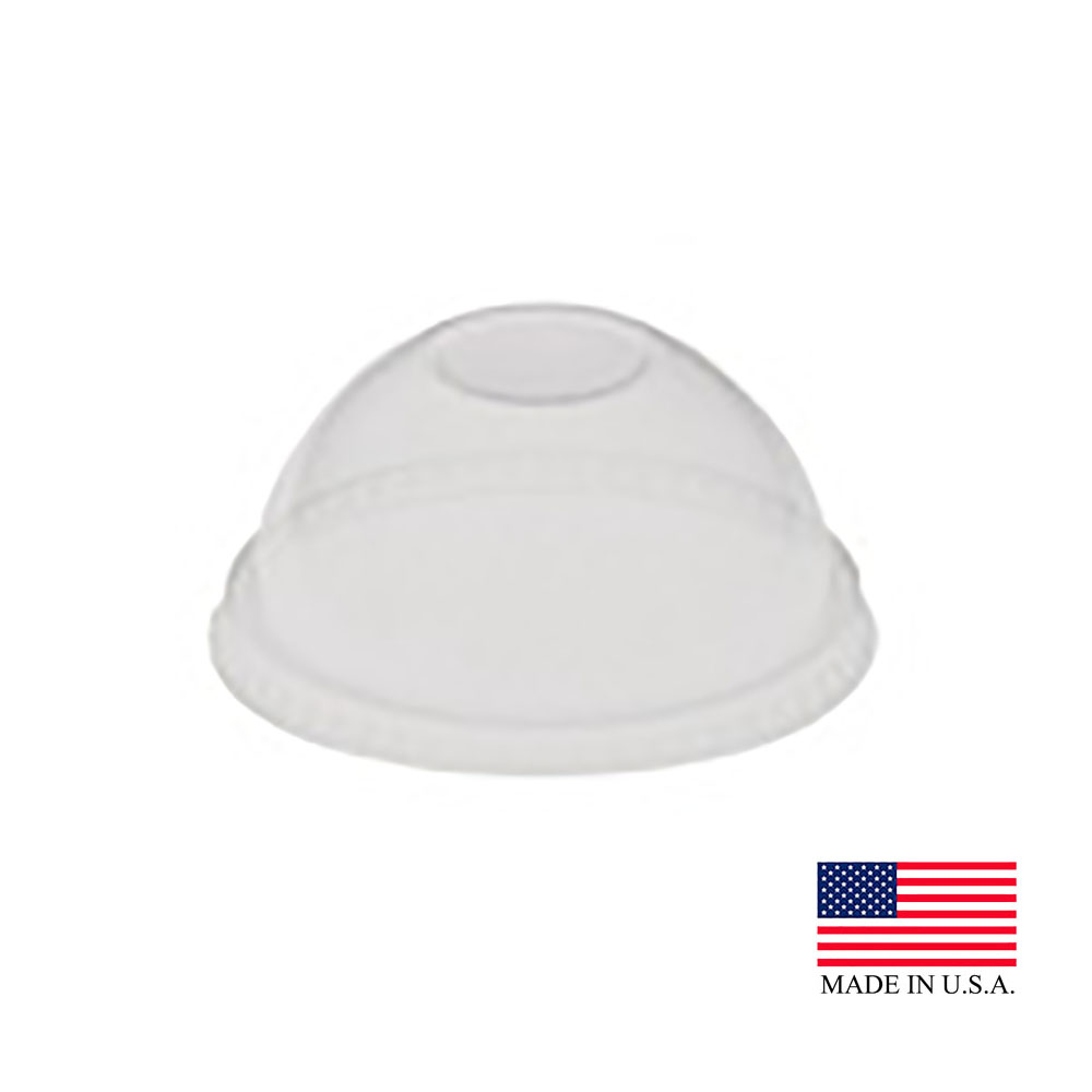 DNR626  Clear 16-24 oz. Plastic Dome Lid w/Hole 10/100 cs - DNR626 DM LID NO/HL TP16,20,24