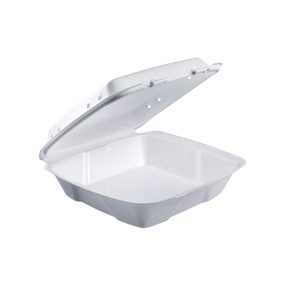 90HTPF1VR  White 9"x9"x3" Foam Hinged Container 2/100 cs - 90HTPF1VR LG FM 1CMP/VENT LID