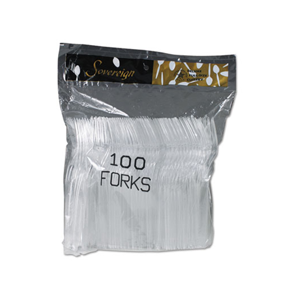 G1140CYS Sovereign Polybag Fork Clear Polystyrene 10/100 cs - G1140CYS CLR SOVR FORK 100 PK
