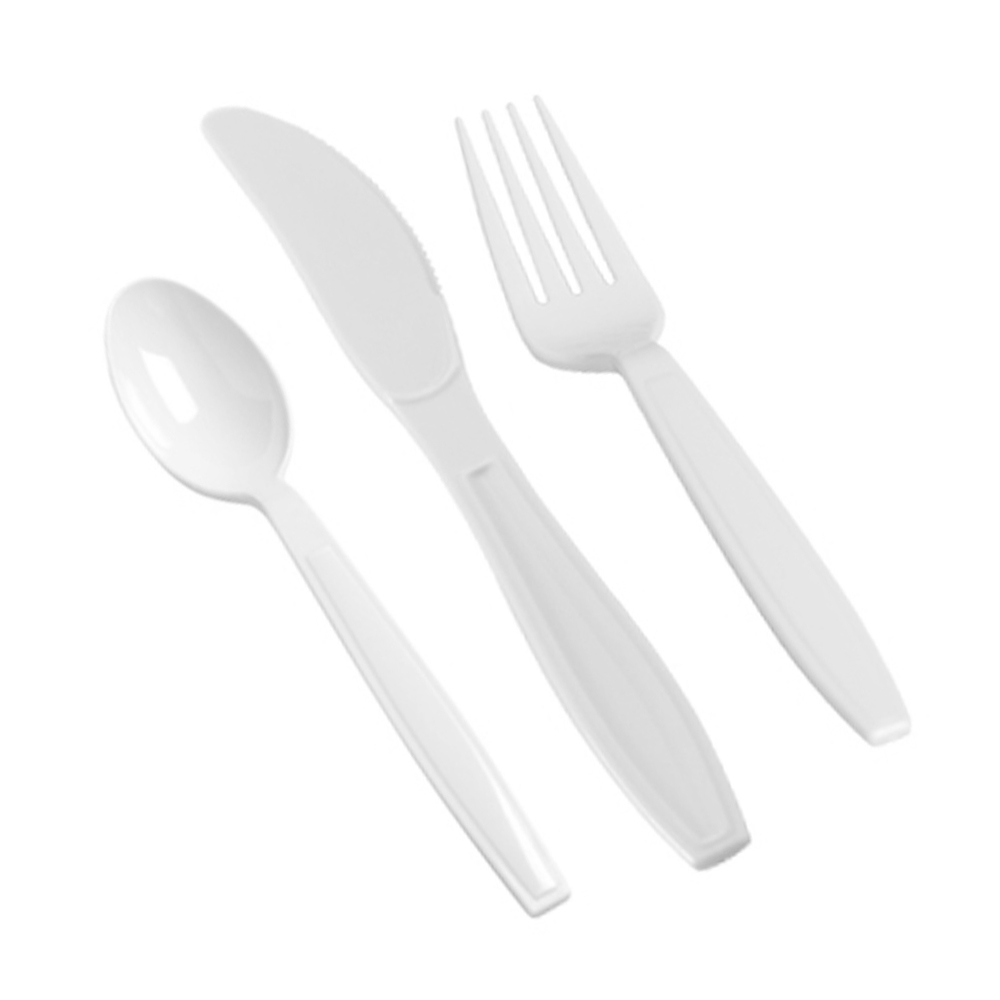 2501-WH Flairware Assorted Fork, Knife, Teaspoon Combo White Heavy Styrene 10/96 - 2501-WH WH HYSTY COMBO CUTLERY