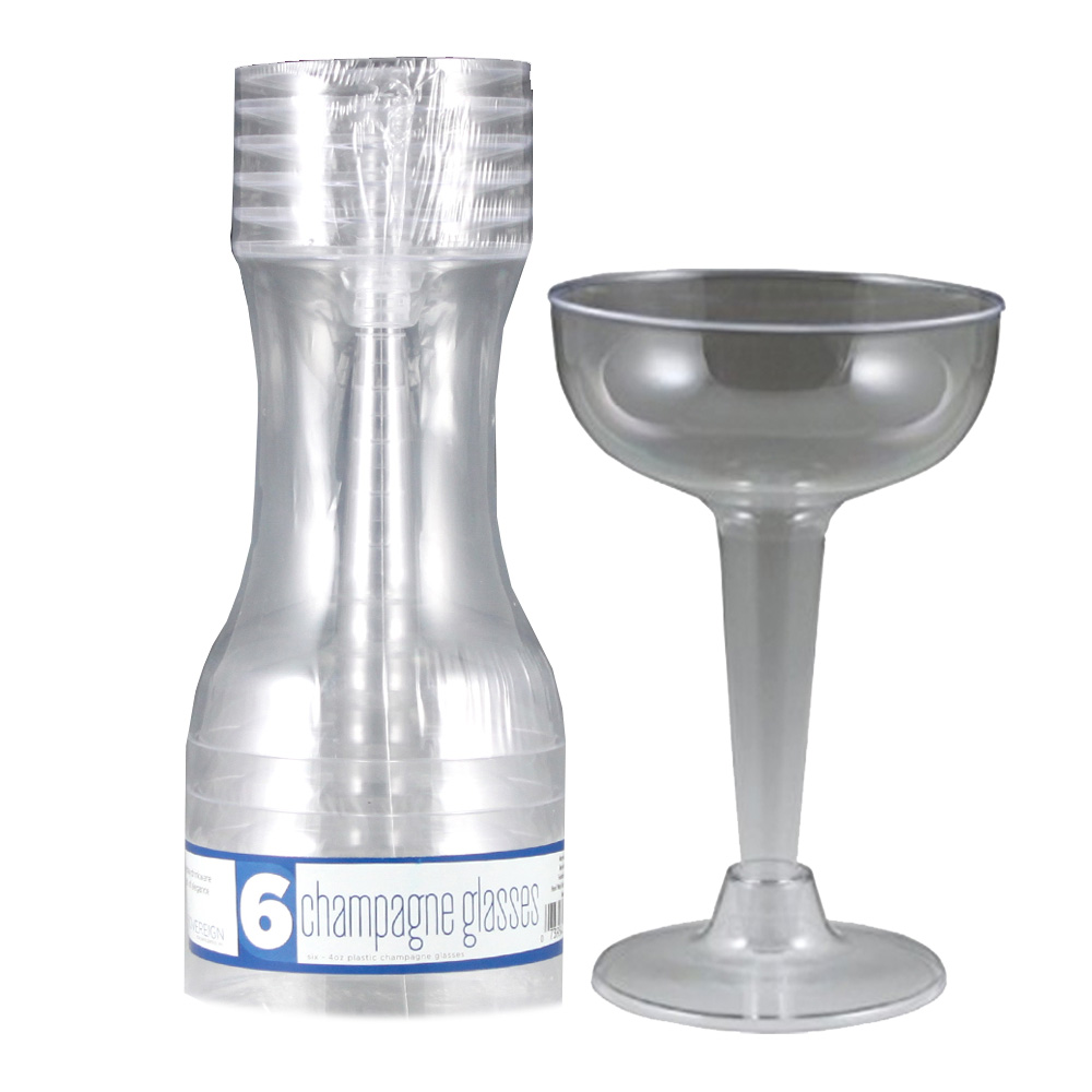 MPI20260 Sovereign Champagne Glass 4 oz. Clear Plastic 2pc 24/6 cs - MPI20260 CLR  CHAMP 2P VALUPK