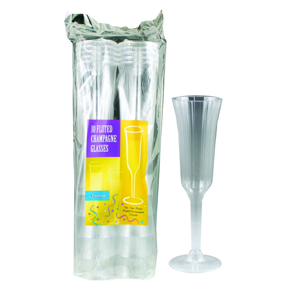 MPI92040 Sovereign Champagne Flute 5 oz. Clear Plastic 2pc 24/4 cs - MPI92040 CLR FLUTE 2PC VALUPK
