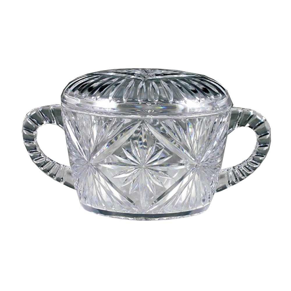 MPI0056 Crystalware Clear Plastic Crystal Cut Sugar Bowl w/Handle 12/cs