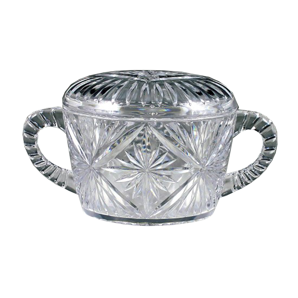 MPI0056 Crystalware Clear Plastic Crystal Cut Sugar Bowl w/Handle 12/cs - MPI0056 CRYSTAL CUT SUGAR BOWL