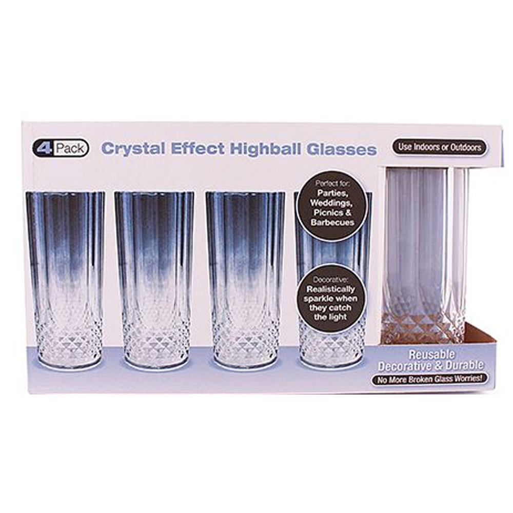 1706 Highball Glass Clear Plastic 4 Pack 12/4 cs