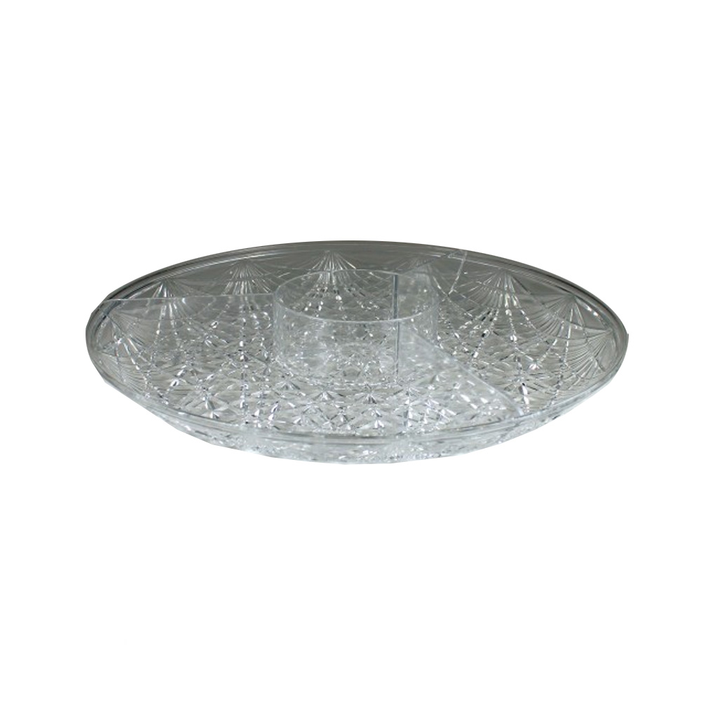 MPI1501 Crystalware Clear 15" Plastic Sectional Tray 6/cs - MPI1501 15"CRYSTL RD SECT TRAY