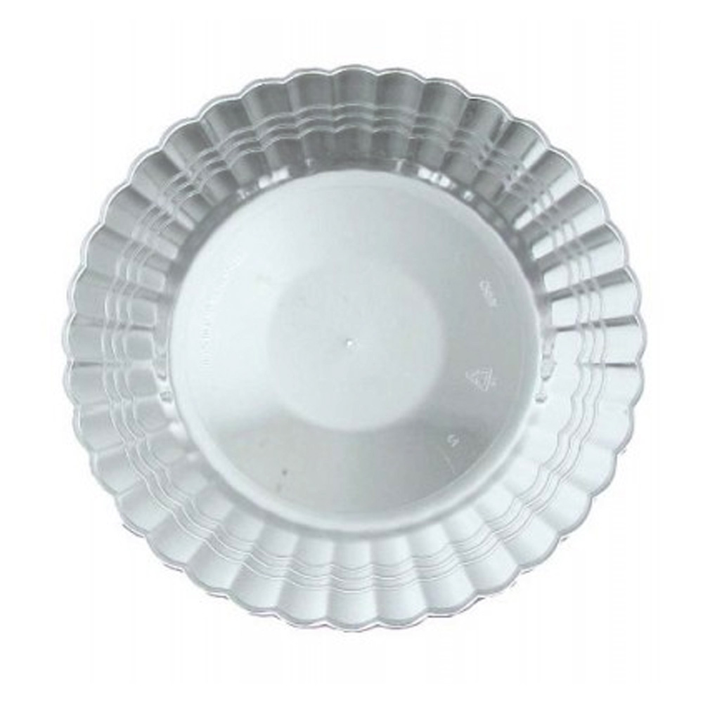 EMI-REP10C Resposables Clear 10.25" Scalloped Plastic Dinner Plate 8/18 cs - EMI-REP10C 10.25"DINNER PLATE