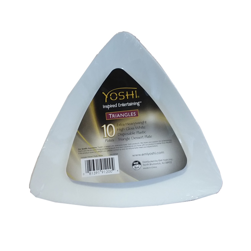 EMI-TRP6W Triangles White 6" Triangular Plastic Plate 12/10 cs