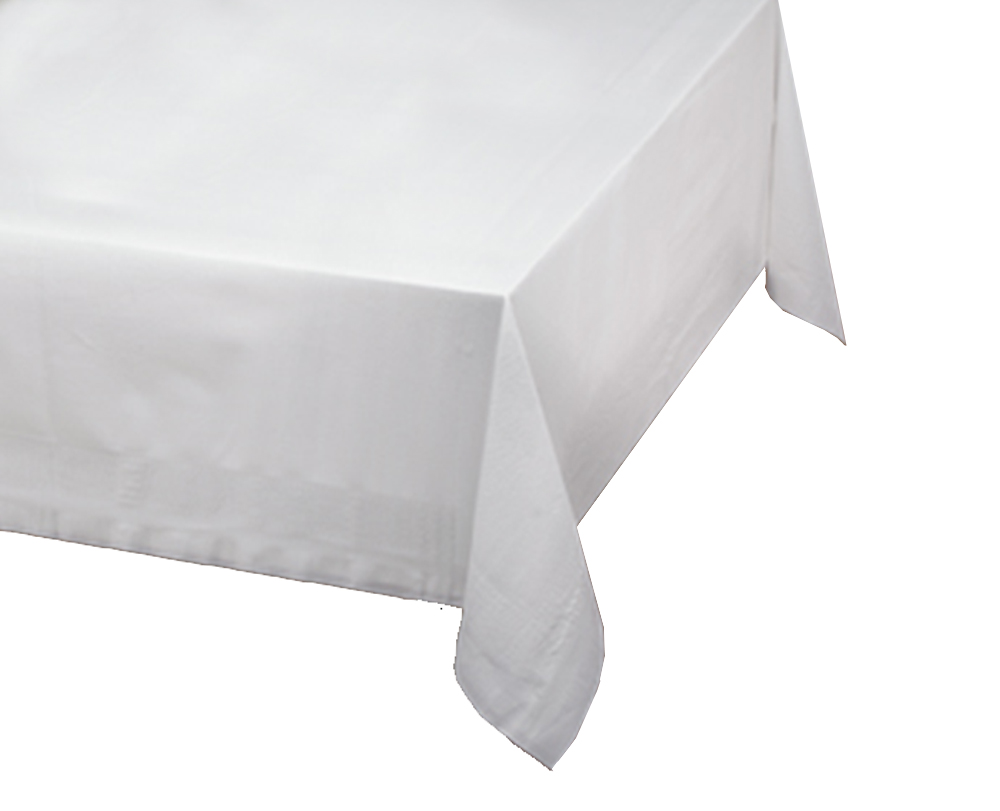 112000 White 54"x108" Plastic Table Cover 12/cs - 112000 WH 54X108 PLAS TBLCVR