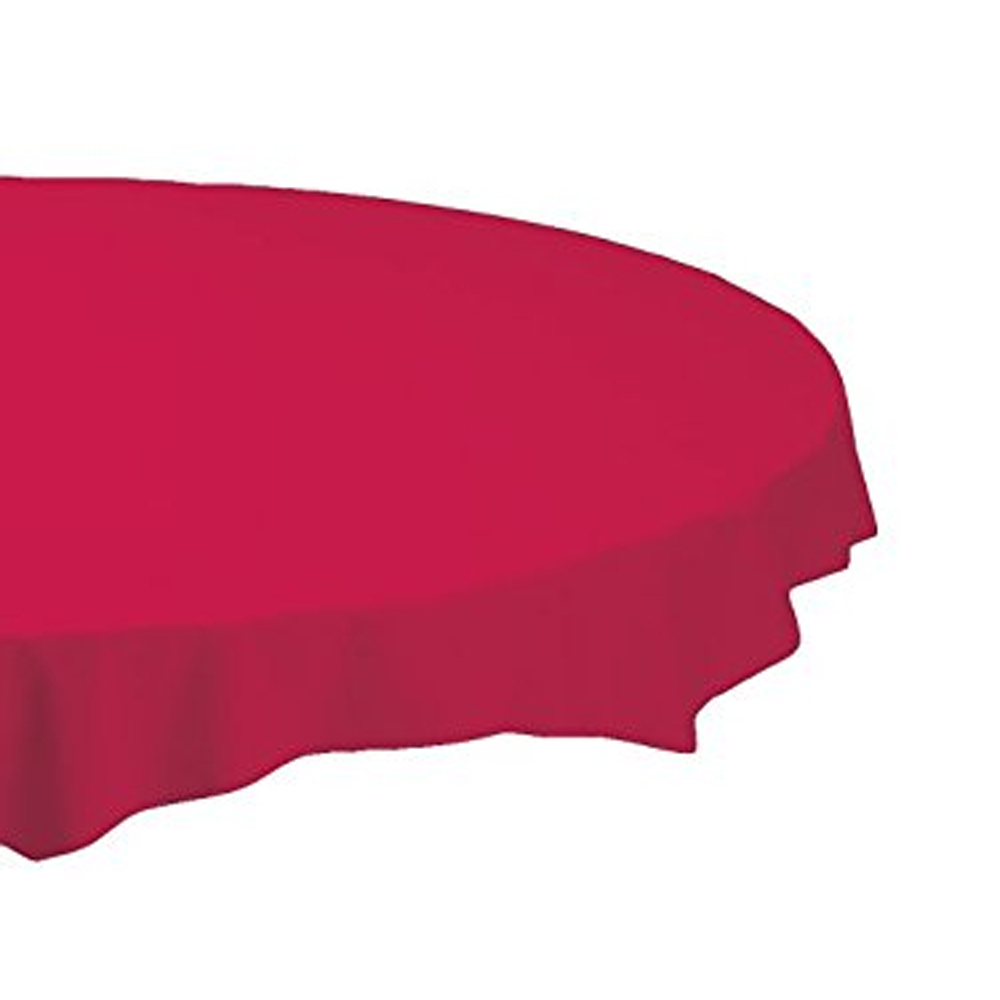 112011 Red 82" Octy Round Plastic Table Cover 12/cs - 112011 RED 82"OCTYRD PLA TBLCV