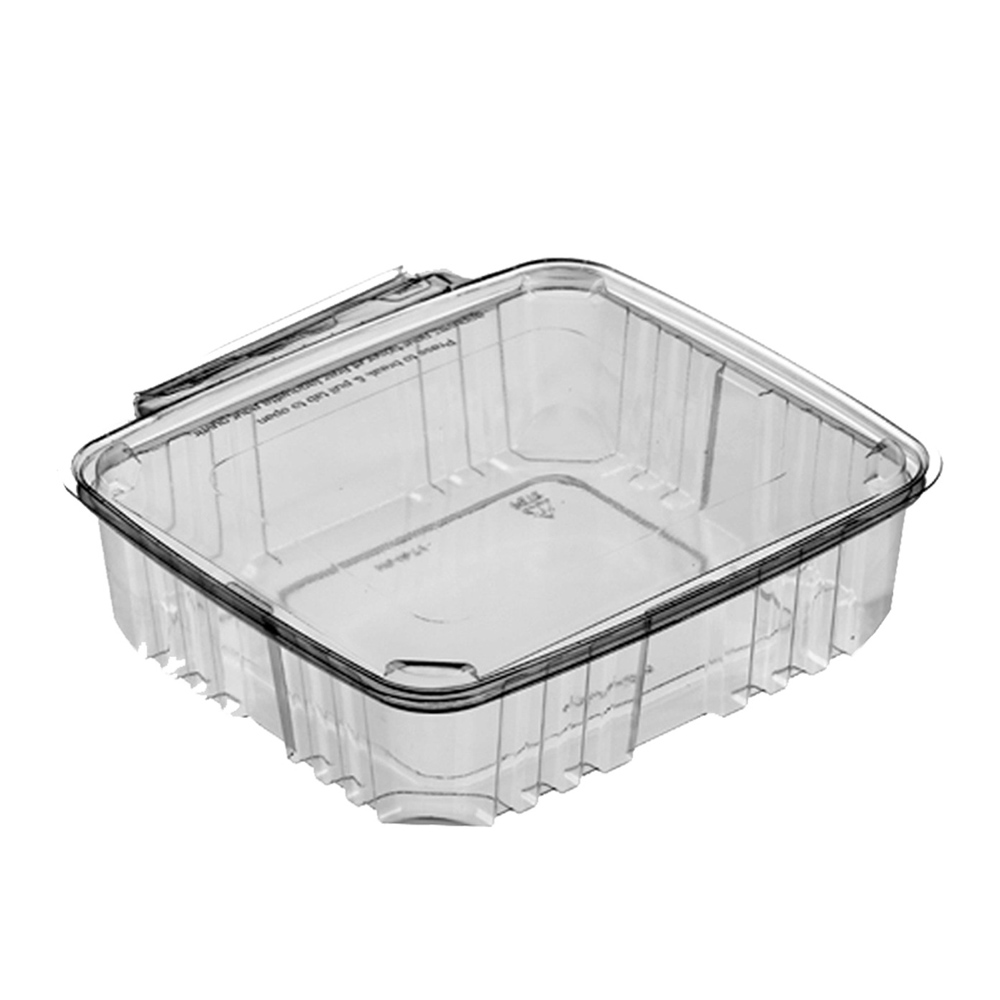 5HG048-TV BreakAway Clear 48 oz. Tamper Resistant Rectangular PET Container & Lid 120/cs