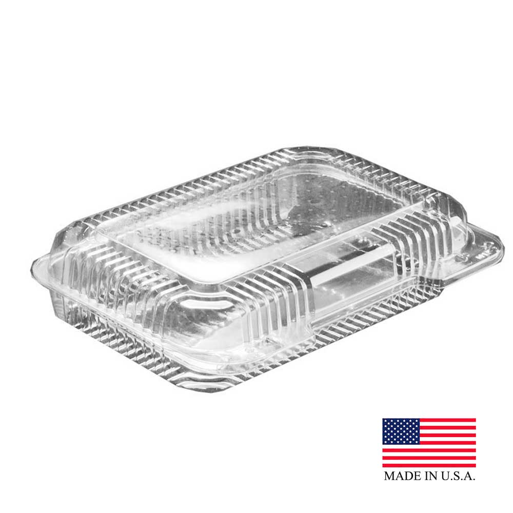 PET30UT1 StayLock Clear 9"x6.8"x2" Rectangular Plastic Hinged Container 250/cs - PET30UT1 MED OBLNG HING CONT