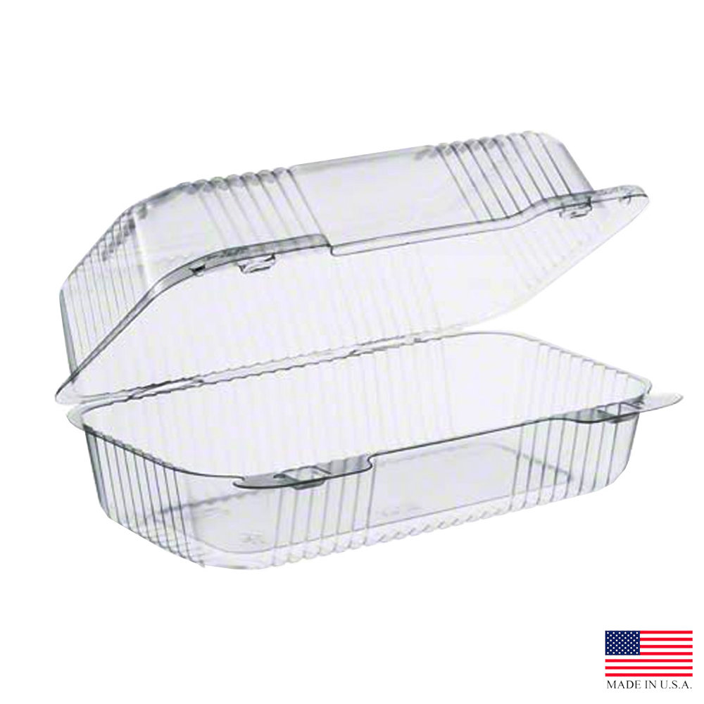 PET35UT1 StayLock Clear 9"x5"x3.5" Rectangular Plastic Hinged Container 2/125 cs - PET35UT1 9"MED OBLNG HING CONT