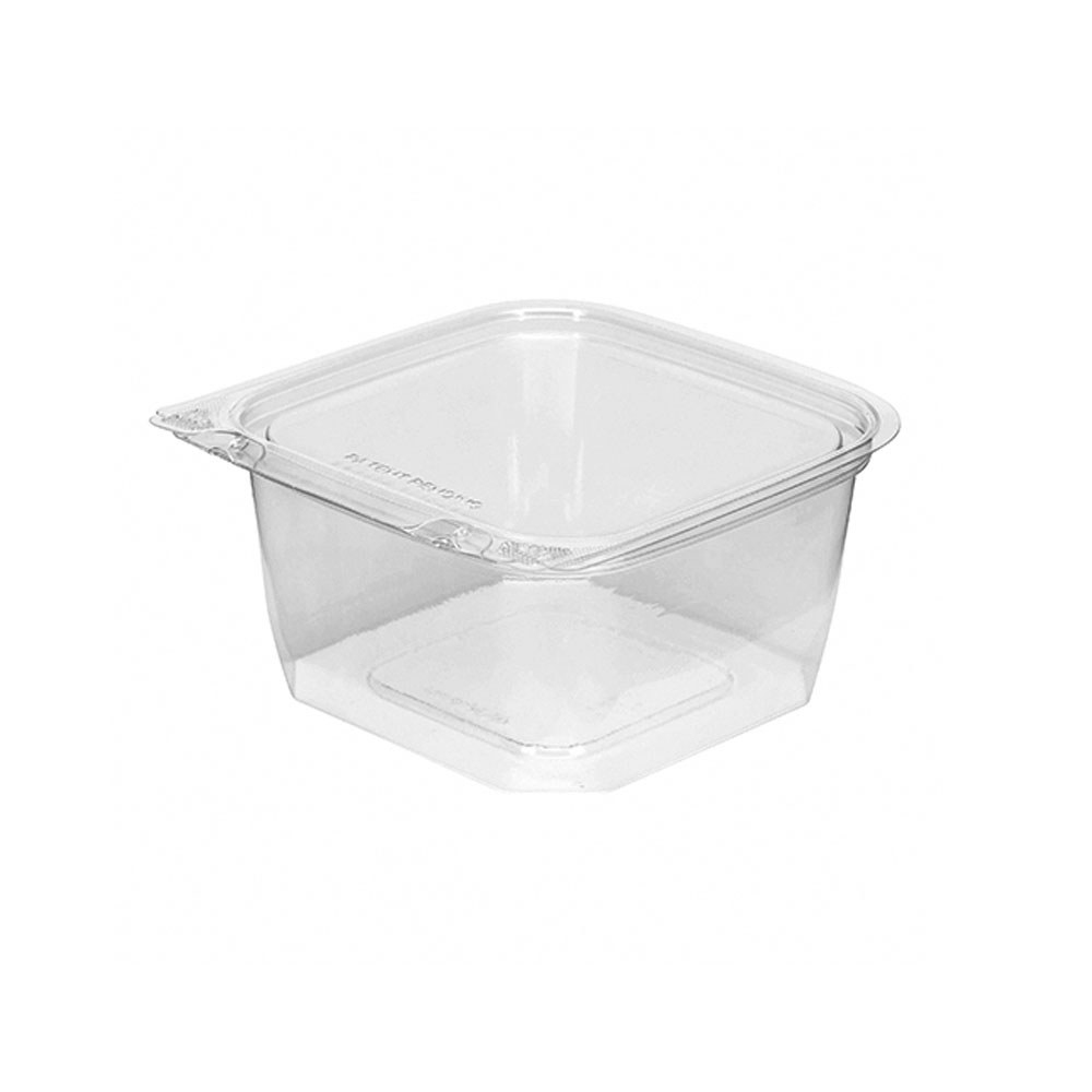ASQ416TF Clear 16 oz. Square 4"x4" Tamper Flag PET Hinged Container 300/cs
