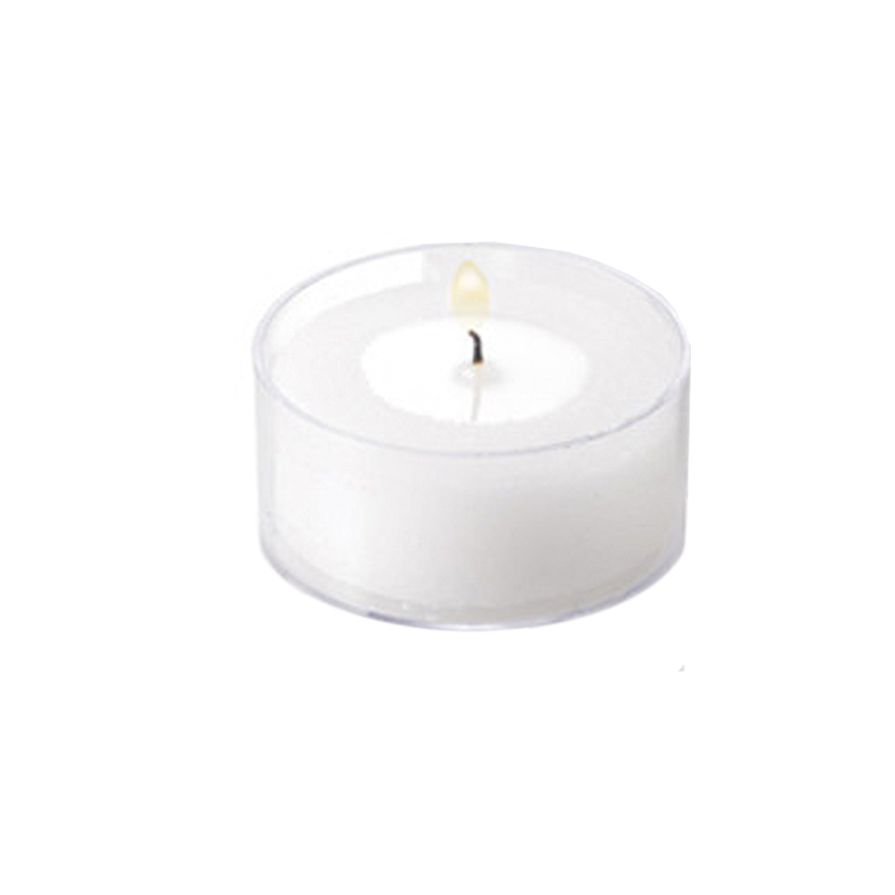 505P1254 White 5 Hour Tealight Candles in Clear Plastic Cups 4/125 cs - 505P1254 TEALITECNDLES PLACUFF