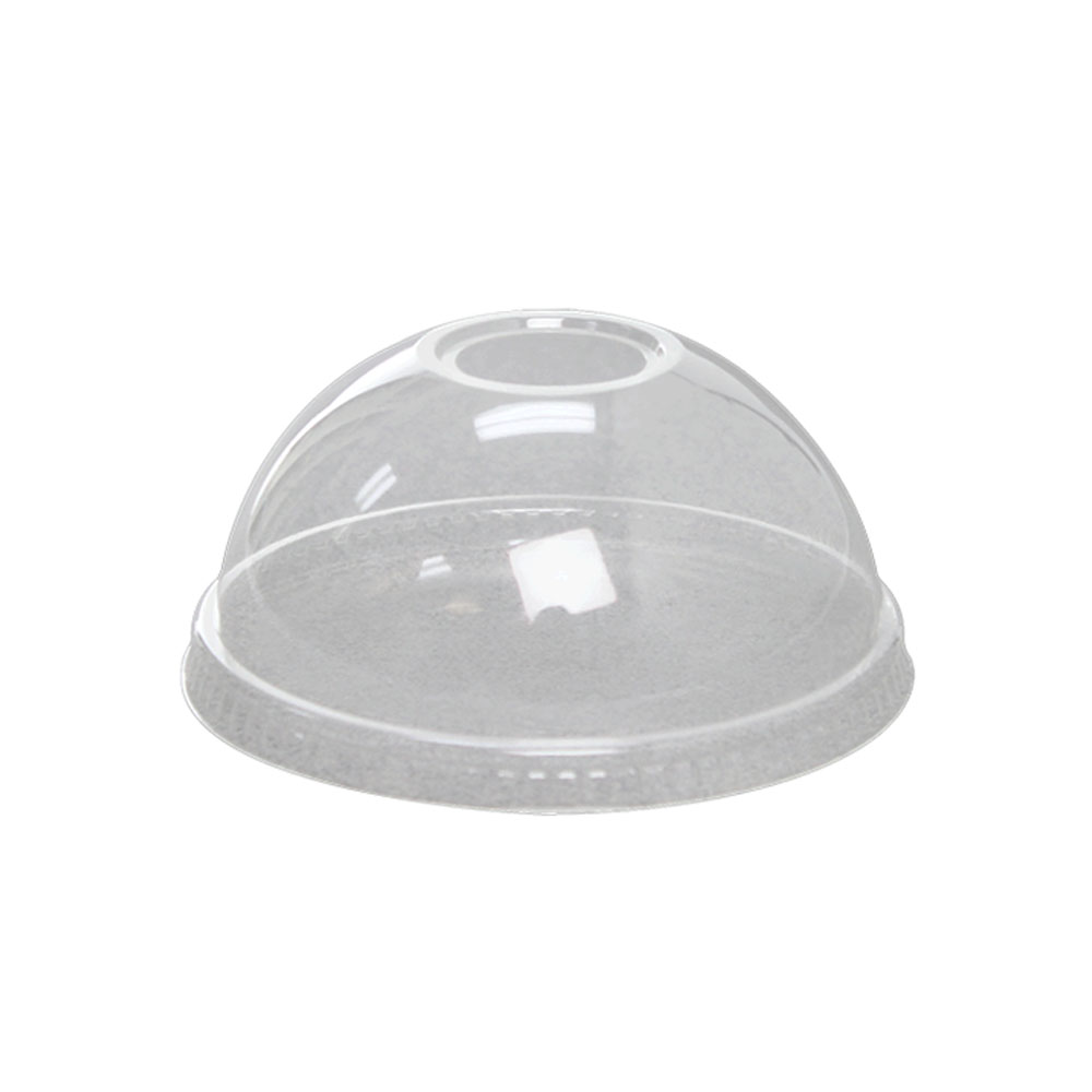 PTDHL-1024PCC Clear 90mm 12-24 oz. Dome Lid w/ Hole Bulk 1000/cs